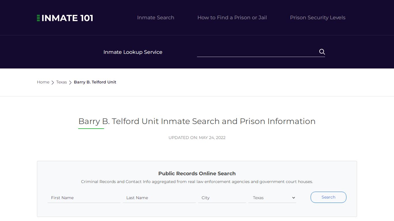 Barry B. Telford Unit Inmate Search, Visitation, Phone no ...